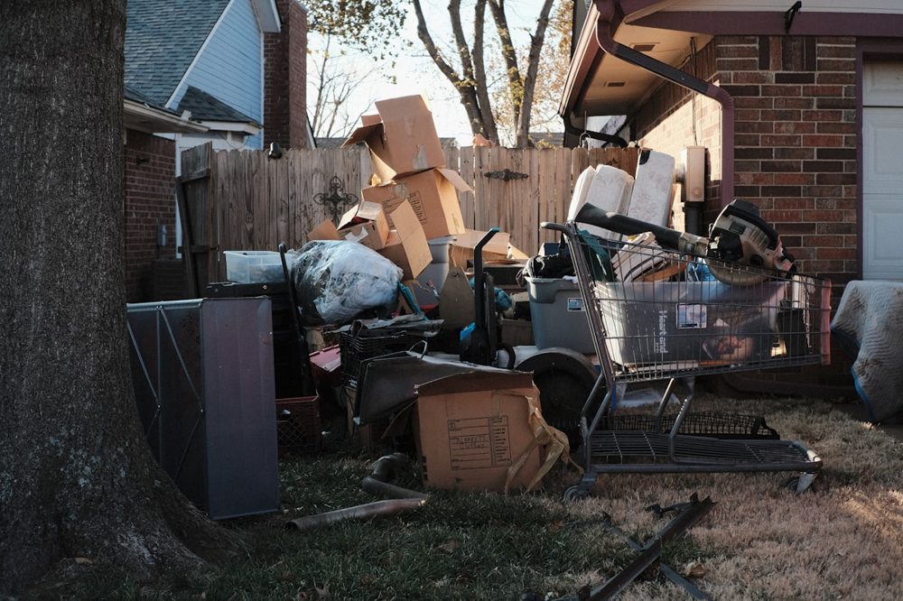 Pile of household junk and debris ready to be hauled away